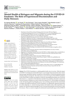 Mental Health of Refugees and Migrants During the COVID-19 Pandemic: the Role of Experienced Discrimination and Daily Stressors