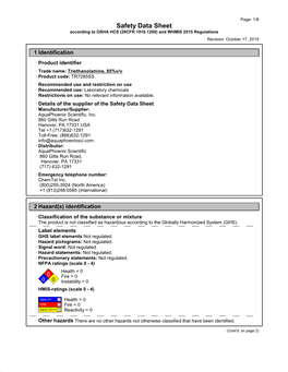 Triethanolamine 85Vv (TR7285SS) Ghsunitedstatessds En 2020-08-11