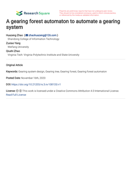 A Gearing Forest Automaton to Automate a Gearing System