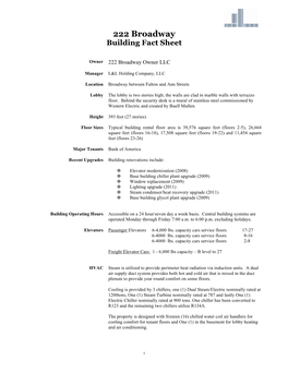 222 Broadway Building Fact Sheet