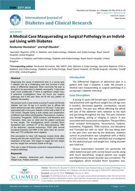 A Medical Case Masquerading As Surgical Pathology in an Individual Living with Diabetes