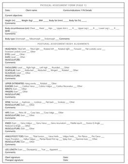 410 PHYSICAL ASSESSMENT FORM (PAGE 1) Date: Client Name