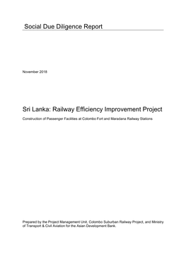 Railway Efficiency Improvement Project: Social Due Diligence Report