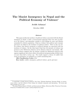 The Maoist Insurgency in Nepal and the Political Economy of Violence∗