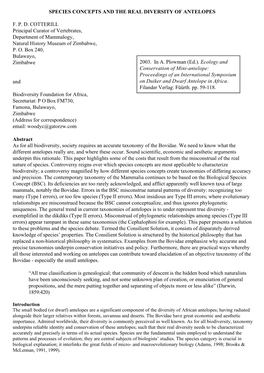 Ecology and Conservation of Mini-Antelope: Proceedings of an International Symposium and on Duiker and Dwarf Antelope in Africa