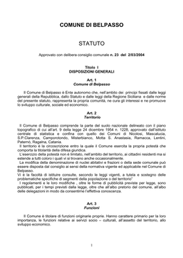 Comune Di Belpasso Statuto