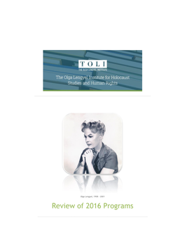 Review of 2016 Programs