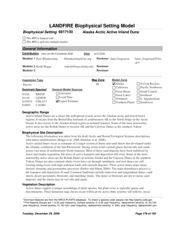 LANDFIRE Biophysical Setting Model Biophysical Setting 6817130 Alaska Arctic Active Inland Dune