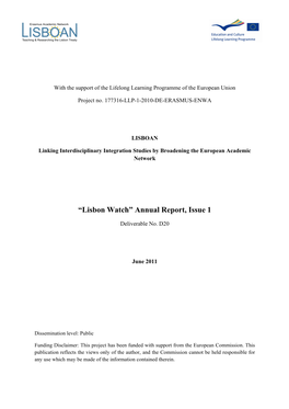 Lisbon Watch” Annual Report, Issue 1