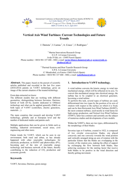 Vertical Axis Wind Turbines: Current Technologies and Future Trends