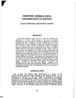 Myrica Faya) Distribution in Hawaici