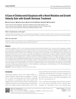 A Case of Cleidocranial Dysplasia with a Novel Mutation and Growth Velocity Gain with Growth Hormone Treatment