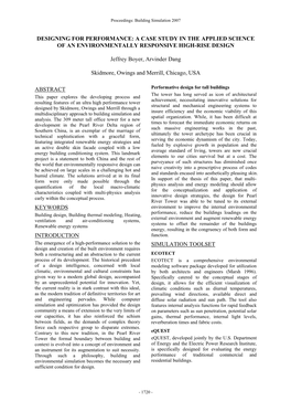 Designing for Performance: a Case Study in the Applied Science of an Environmentally Responsive High-Rise Design