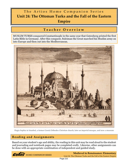 Unit 24: the Ottoman Turks and the Fall of the Eastern Empire