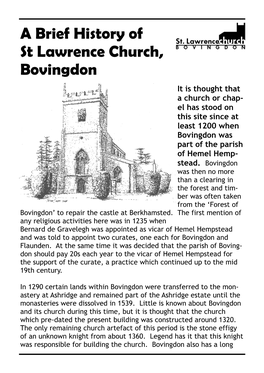 A Brief History of St Lawrence Church, Bovingdon