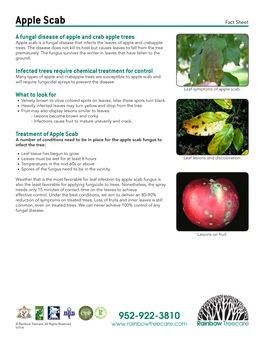 Apple Scab Fact Sheet