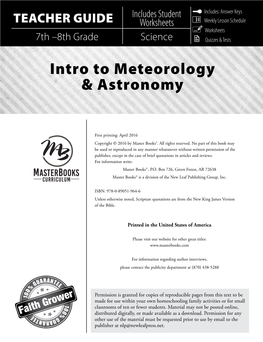Intro to Meteorology & Astronomy (Teacher Guide)