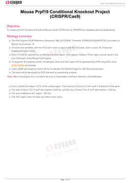 Mouse Prpf19 Conditional Knockout Project (CRISPR/Cas9)