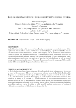 From Conceptual to Logical Schema