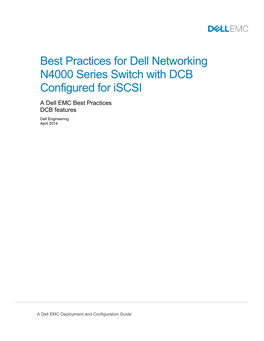 Best Practices for Dell Networking N4000 Series Switch with DCB Configured for Iscsi