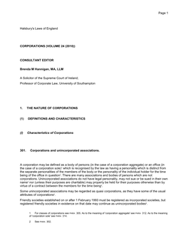 Page 1 Halsbury's Laws of England CORPORATIONS (VOLUME 24