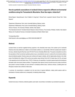 How Do Symbiotic Associations in Lecideoid Lichens Respond to Different Environmental Conditions Along the Transantarctic Mountains, Ross Sea Region, Antarctica?