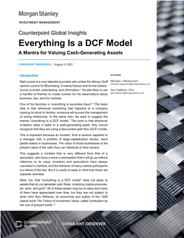 Everything Is a DCF Model a Mantra for Valuing Cash-Generating Assets