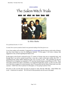 The Salem Witch Trials