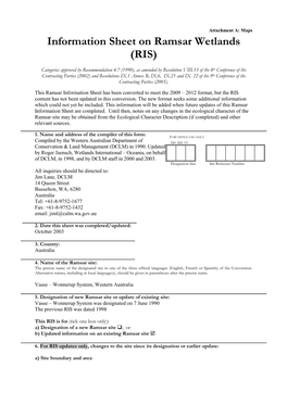 Information Sheet on Ramsar Wetlands (RIS)