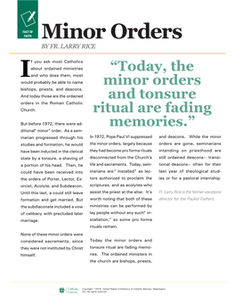 Minor Orders by FR