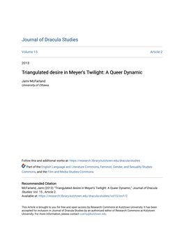 Triangulated Desire in Meyer's Twilight: a Queer Dynamic