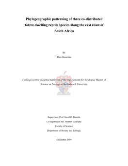 Phylogeographic Patterning of Three Co-Distributed Forest-Dwelling Reptile Species Along the East Coast of South Africa