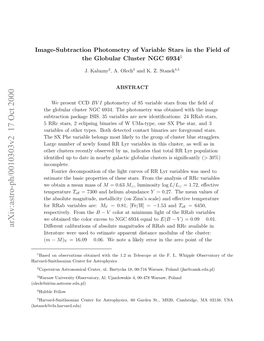 Image-Subtraction Photometry of Variable Stars in the Field of The