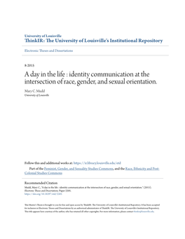 A Day in the Life : Identity Communication at the Intersection of Race, Gender, and Sexual Orientation