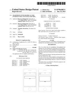 (12) United States Design Patent Do Patent No.: US D706,803 S Rogowski Et Al