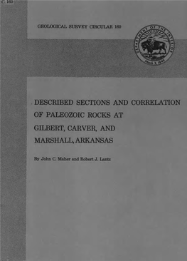 Described Sections and Correlation of Paleozoic Rocks at Gilbert, Carver, and Marshall, Arkansas