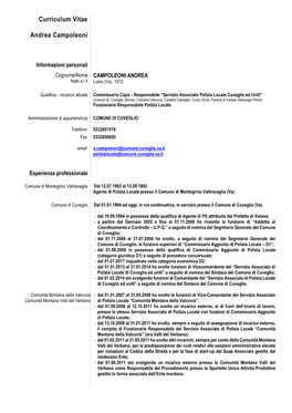 Curriculum Vitae Andrea Campoleoni