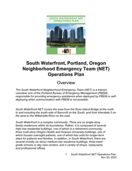 South Waterfront Operations Plan