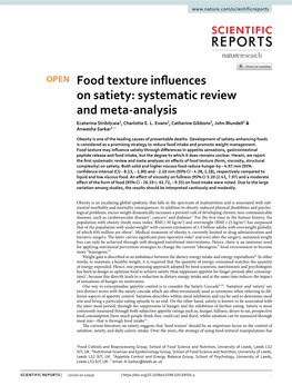 Food Texture Influences on Satiety: Systematic Review and Meta-Analysis