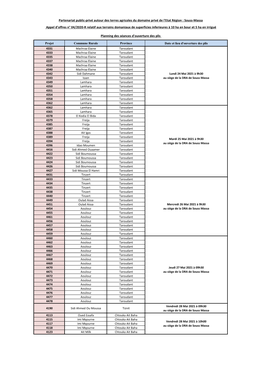 Planning Des Séances D'ouverture Des Plis Partenariat Public-Privé Autour