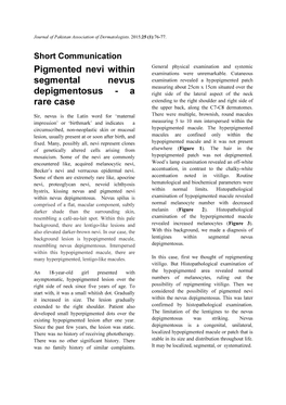 Pigmented Nevi Within Segmental Nevus Depigmentosus