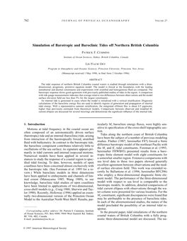 Simulation of Barotropic and Baroclinic Tides Off Northern British Columbia