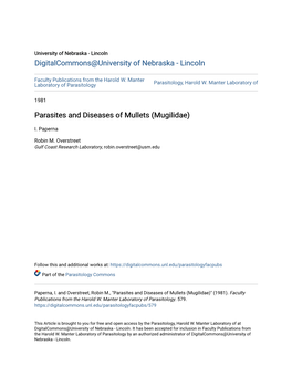 Parasites and Diseases of Mullets (Mugilidae)