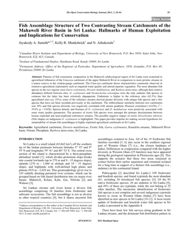 Fish Assemblage Structure of Two Contrasting Stream Catchments Of