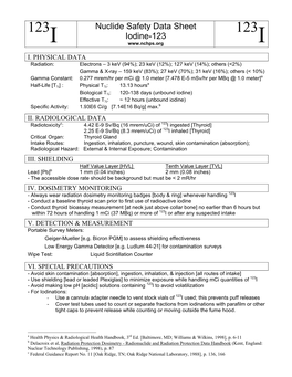 I Nuclide Safety Data Sheet Iodine-123