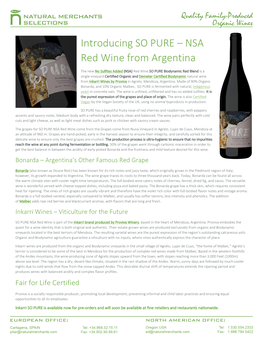 NSA Red Wine from Argentina