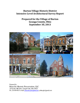 Burton Village Historic District Intensive Level Architectural Survey Report