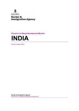 Country of Origin Information Report India
