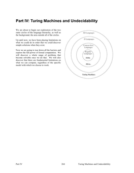 Part IV: Turing Machines and Undecidability