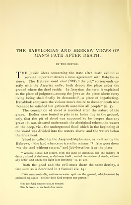 The Babylonian and Hebrew Views of Man's Fate After Death